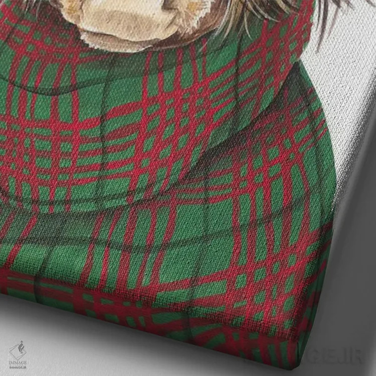 تابلو دکوراتیو گاو کوهستانی کریسمسی اثر دایان کاتر - نمای نزدیک بافت بوم