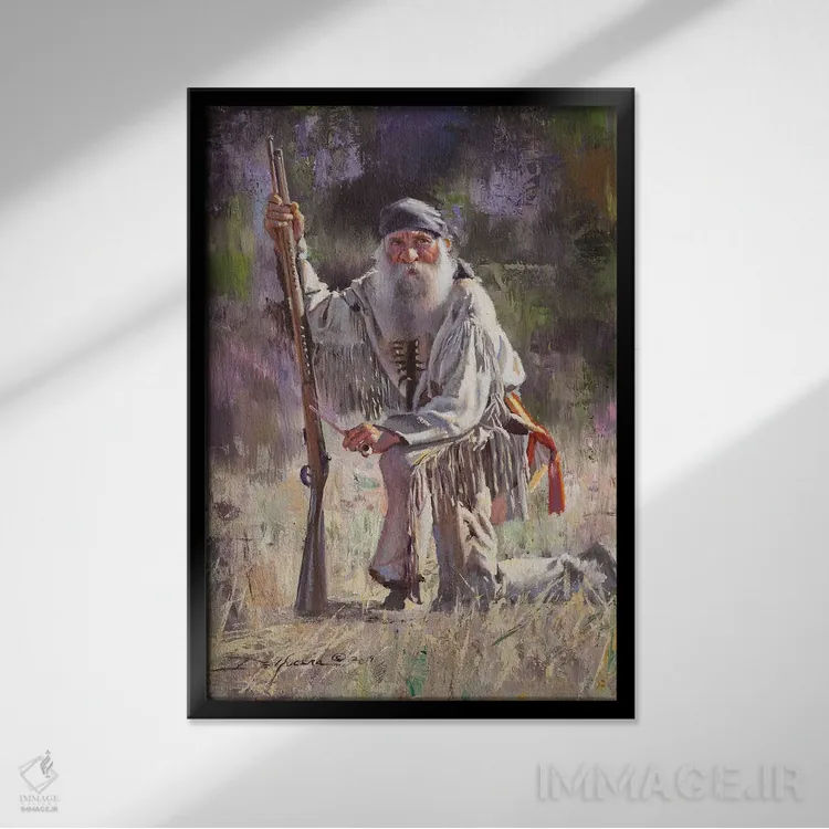 تابلو دکوراتیو استراحتی در دل طبیعت اثر دیوید ادوارد کوسرا - نمای قابدار مشکی