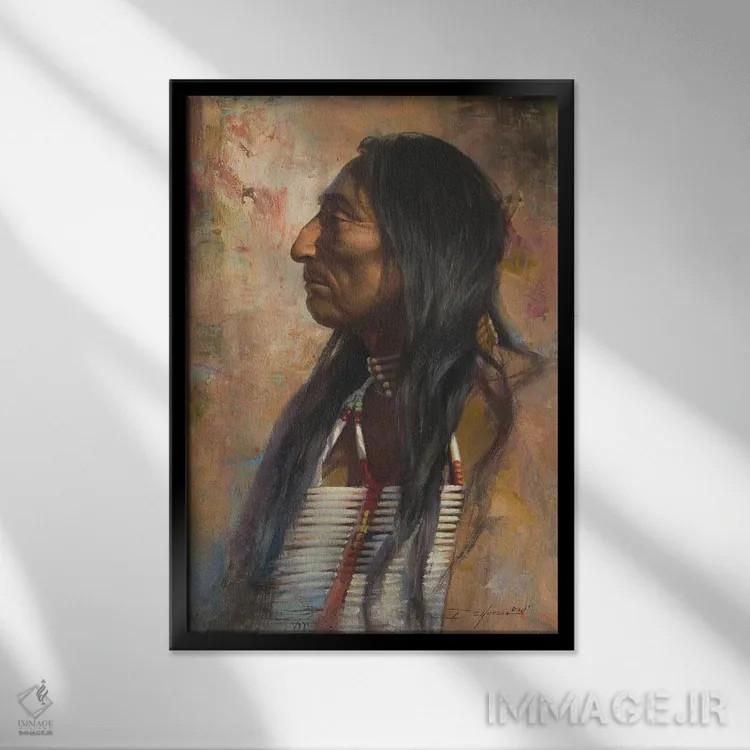 تابلو دکوراتیو بومی داکوتا اثر دیوید ادوارد کوسرا - نمای قابدار مشکی