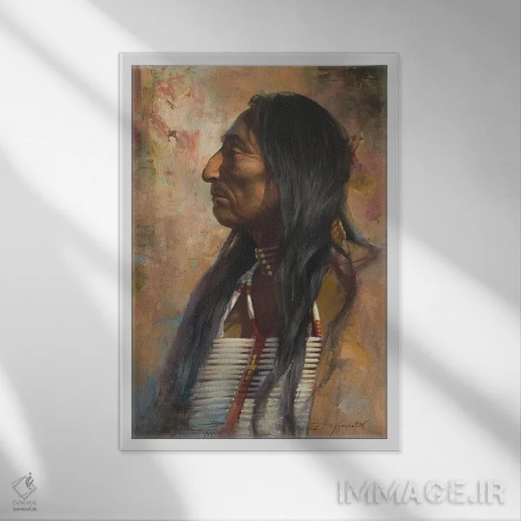 تابلو دکوراتیو بومی داکوتا اثر دیوید ادوارد کوسرا - نمای قابدار سفید