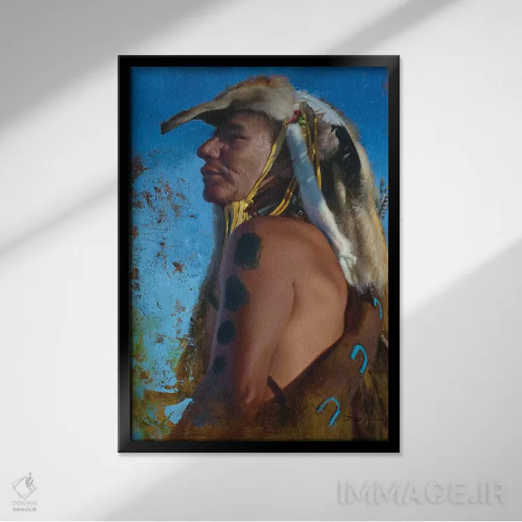 تابلو دکوراتیو پادگان سرخپوستان سو اثر دیوید ادوارد کوسرا - نمای قابدار مشکی