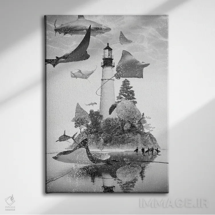 تابلو دکوراتیو جزیره مانتاری اثر دیوید لوبلاو - نمای روبهرو روی دیوار