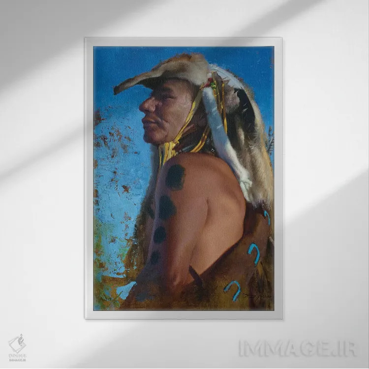 تابلو دکوراتیو پادگان سرخپوستان سو اثر دیوید ادوارد کوسرا - نمای قابدار سفید