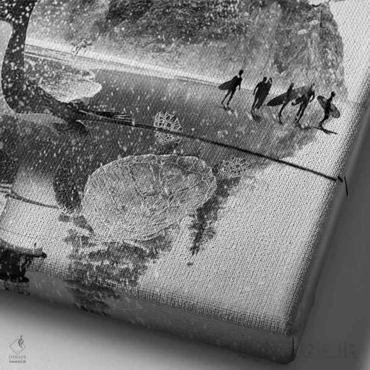 تابلو دکوراتیو جزیره مانتاری اثر دیوید لوبلاو - نمای نزدیک بافت بوم