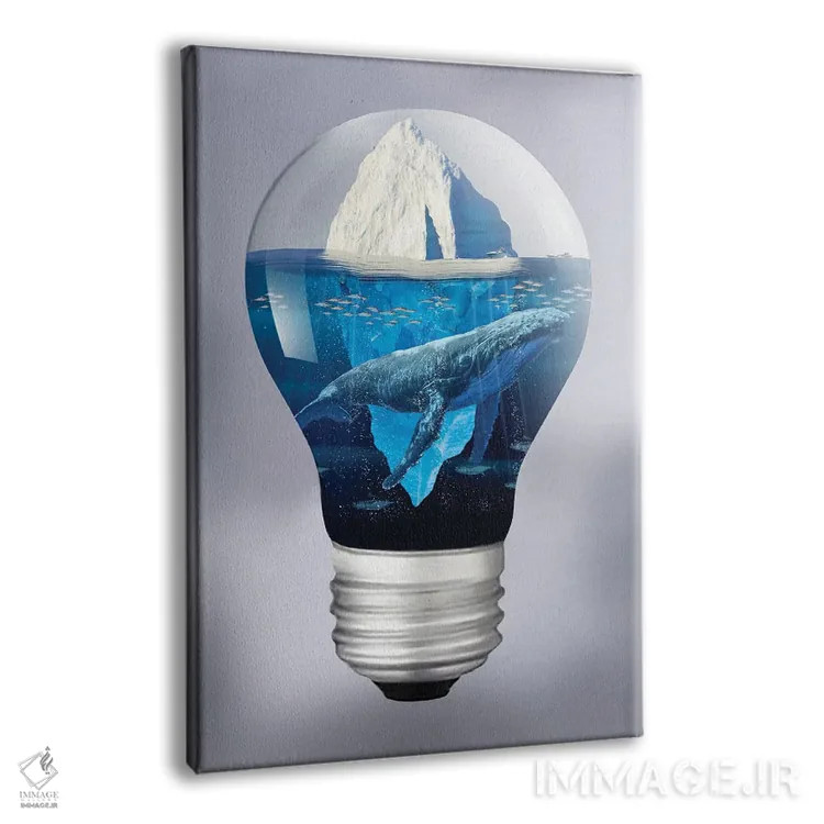 تابلو دکوراتیو نهنگ و کوه یخ در نور اثر دیوید لوبلاو - نمای پرسپکتیو محصول