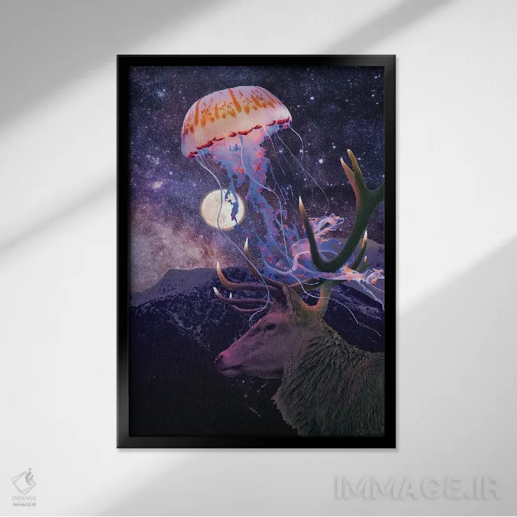 تابلو دکوراتیو نور شب اثر دیوید لوبلاو - نمای قابدار مشکی