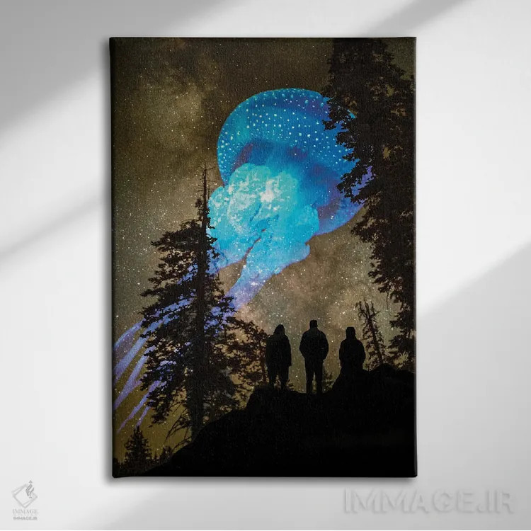 تابلو دکوراتیو عروس دریایی کنار خط درختان اثر دیوید لوبلاو - نمای روبهرو روی دیوار