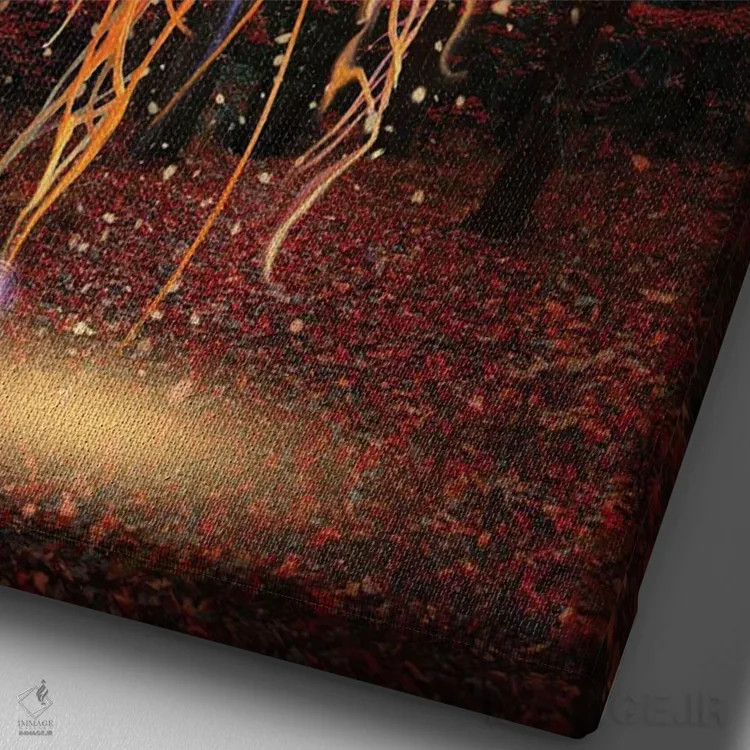 تابلو دکوراتیو عروس دریایی جنگلی در شب اثر دیوید لوبلاو - نمای نزدیک بافت بوم