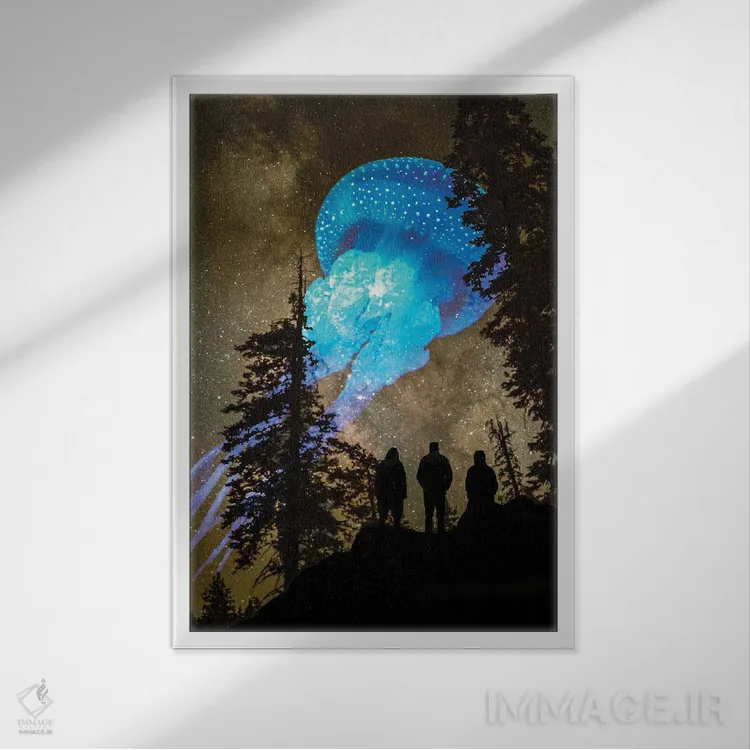 تابلو دکوراتیو عروس دریایی کنار خط درختان اثر دیوید لوبلاو - نمای قابدار سفید