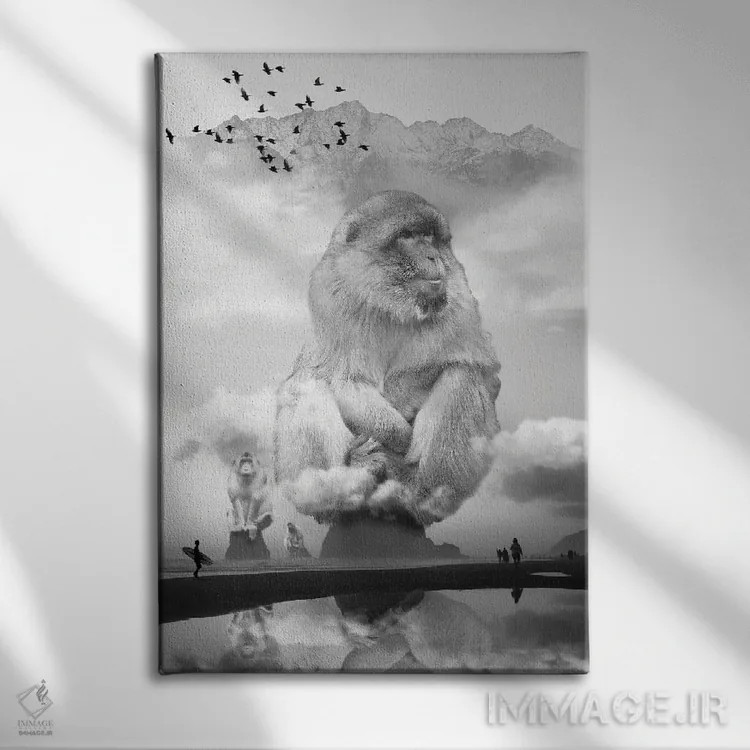 تابلو دکوراتیو میمون دریایی، میمون کار می کند اثر دیوید لوبلاو - نمای روبهرو روی دیوار