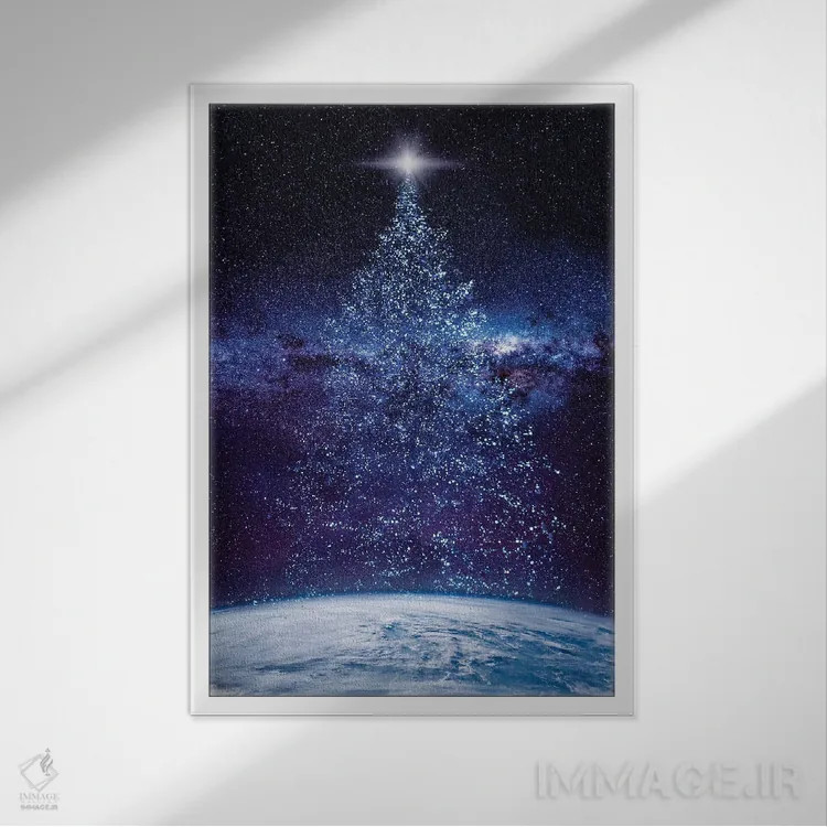 تابلو دکوراتیو شب پرستاره اثر دیوید لوبلاو - نمای قابدار سفید