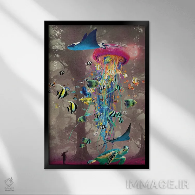 تابلو دکوراتیو خواب دیدن در جنگل عروس های دریایی اثر دیوید لوبلاو - نمای قابدار مشکی