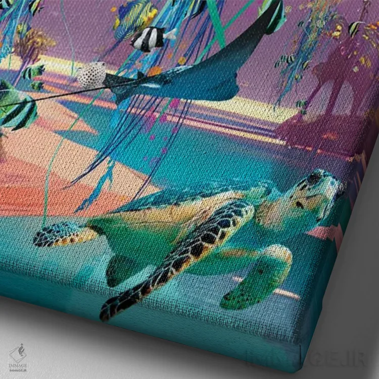 تابلو دکوراتیو خواب دیدن کنار رودخانه عروس های دریایی اثر دیوید لوبلاو - نمای نزدیک بافت بوم