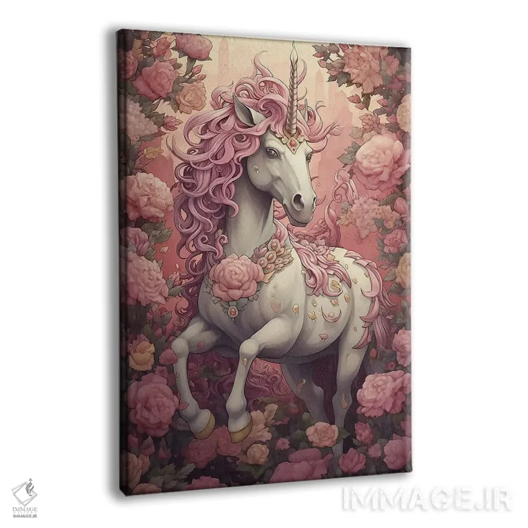 تابلو دکوراتیو تک شاخ صورتی اثر دیوید لوبلاو - نمای پرسپکتیو محصول