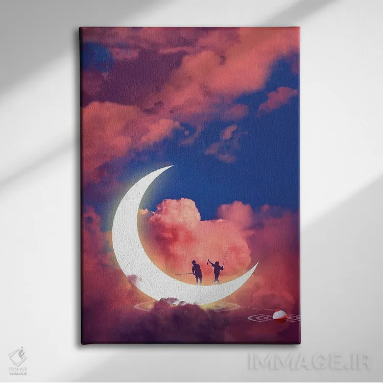 تابلو دکوراتیو ماهیگیری مهتابی اثر دیوید لوبلاو - نمای روبهرو روی دیوار