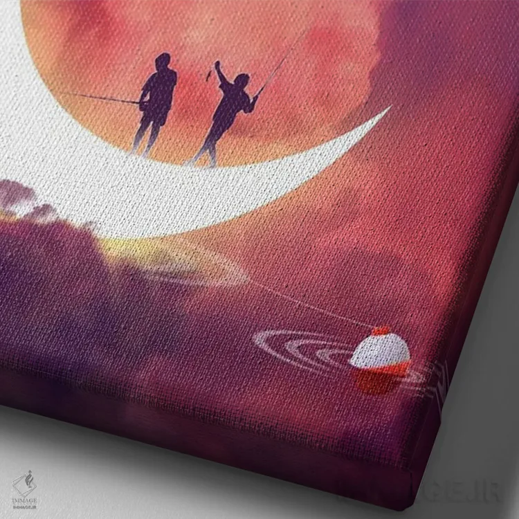 تابلو دکوراتیو ماهیگیری مهتابی اثر دیوید لوبلاو - نمای نزدیک بافت بوم