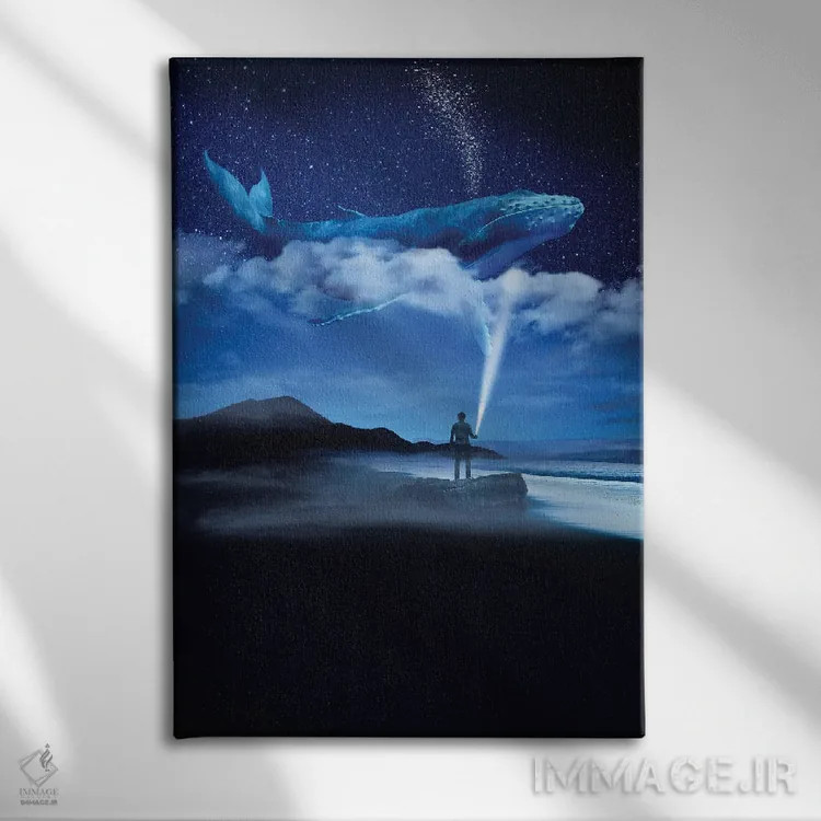 تابلو دکوراتیو نهنگ شبانه اثر دیوید لوبلاو - نمای روبهرو روی دیوار