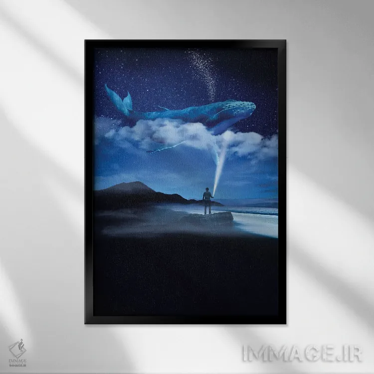 تابلو دکوراتیو نهنگ شبانه اثر دیوید لوبلاو - نمای قابدار مشکی