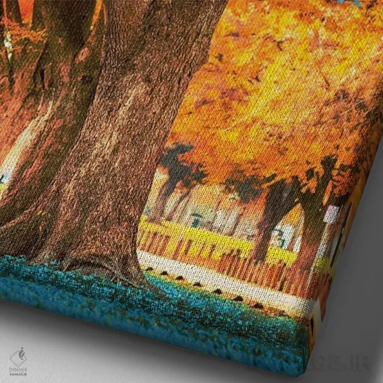 تابلو دکوراتیو درخت آبی اثر دیوید لوبلاو - نمای نزدیک بافت بوم