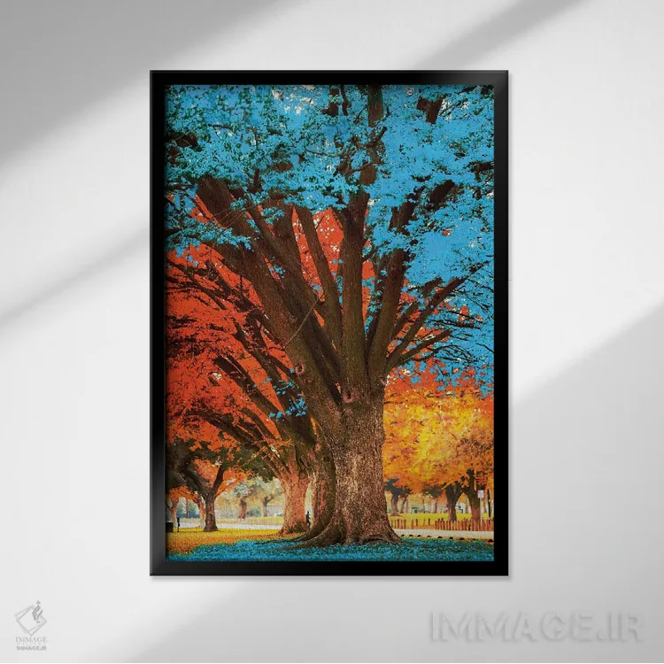 تابلو دکوراتیو درخت آبی اثر دیوید لوبلاو - نمای قابدار مشکی