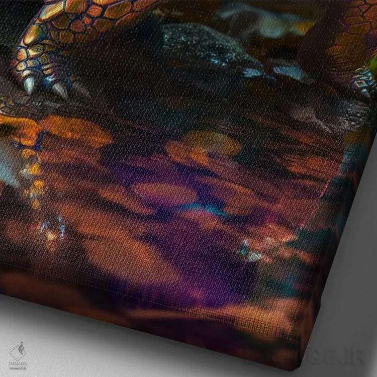 تابلو دکوراتیو لاک پشت فلزی اثر دیوید لوبلاو - نمای نزدیک بافت بوم