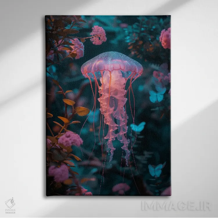 تابلو دکوراتیو عروس دریایی-گل اثر دیوید لوبلاو - نمای روبهرو روی دیوار