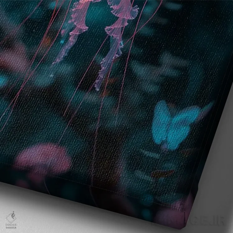 تابلو دکوراتیو عروس دریایی-گل اثر دیوید لوبلاو - نمای نزدیک بافت بوم