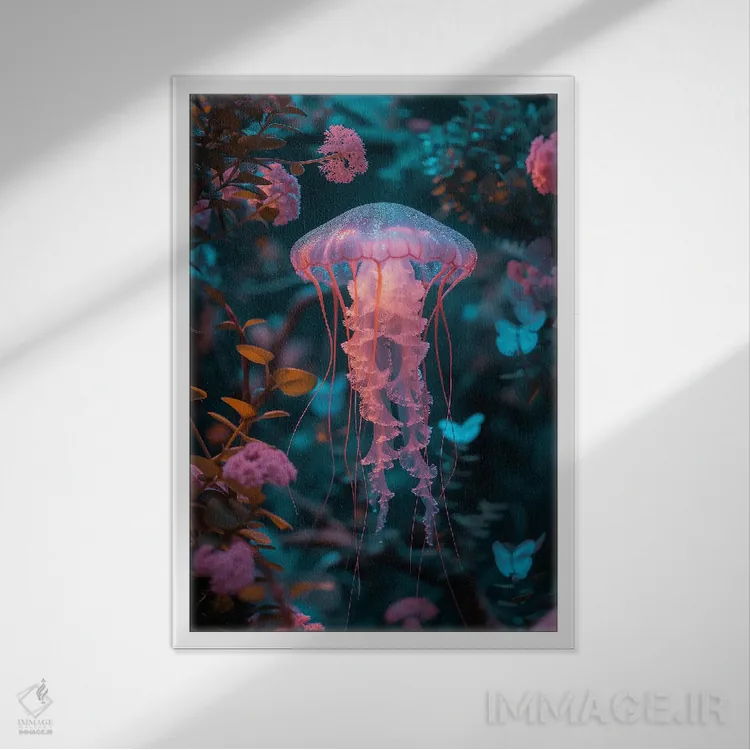 تابلو دکوراتیو عروس دریایی-گل اثر دیوید لوبلاو - نمای قابدار سفید