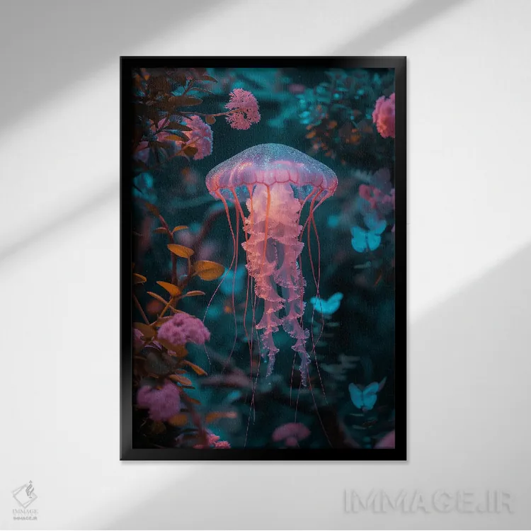 تابلو دکوراتیو عروس دریایی-گل اثر دیوید لوبلاو - نمای قابدار مشکی