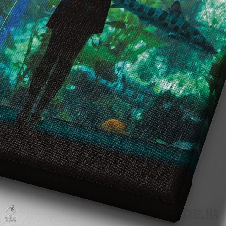 تابلو دکوراتیو جهان عروس دریایی برقی یک آکواریوم است اثر دیوید لوبلاو - نمای نزدیک بافت بوم