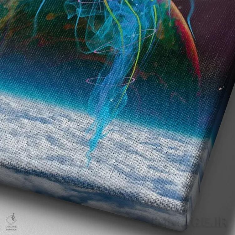 تابلو دکوراتیو هیولای فضایی عروس دریایی برقی اثر دیوید لوبلاو - نمای نزدیک بافت بوم