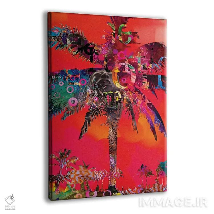 تابلو دکوراتیو نخل قرمز با نوشته اثر دیوید لوبلاو - نمای پرسپکتیو محصول