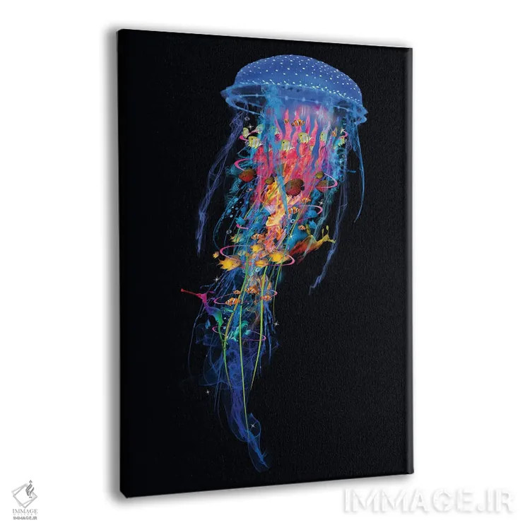 تابلو دکوراتیو عروس دریایی برقی آبی اثر دیوید لوبلاو - نمای پرسپکتیو محصول