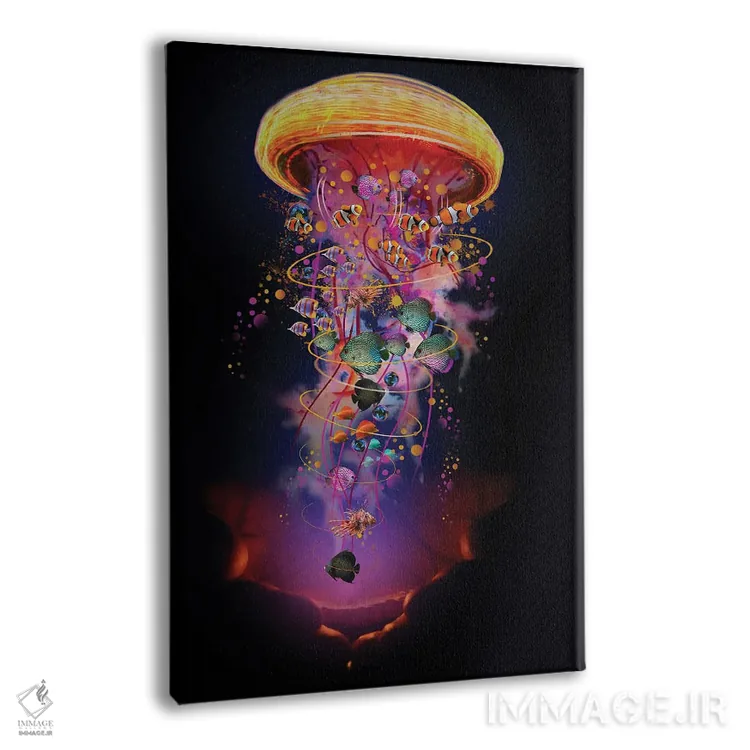 تابلو دکوراتیو دست ها با عروس دریایی برقی اثر دیوید لوبلاو - نمای پرسپکتیو محصول