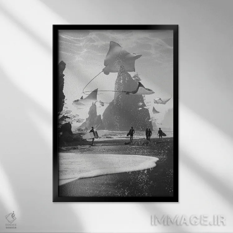 تابلو دکوراتیو نقطه رایز اثر دیوید لوبلاو - نمای قابدار مشکی