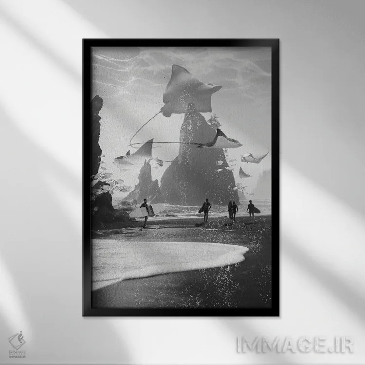 تابلو دکوراتیو نقطه رایز اثر دیوید لوبلاو - نمای قابدار مشکی