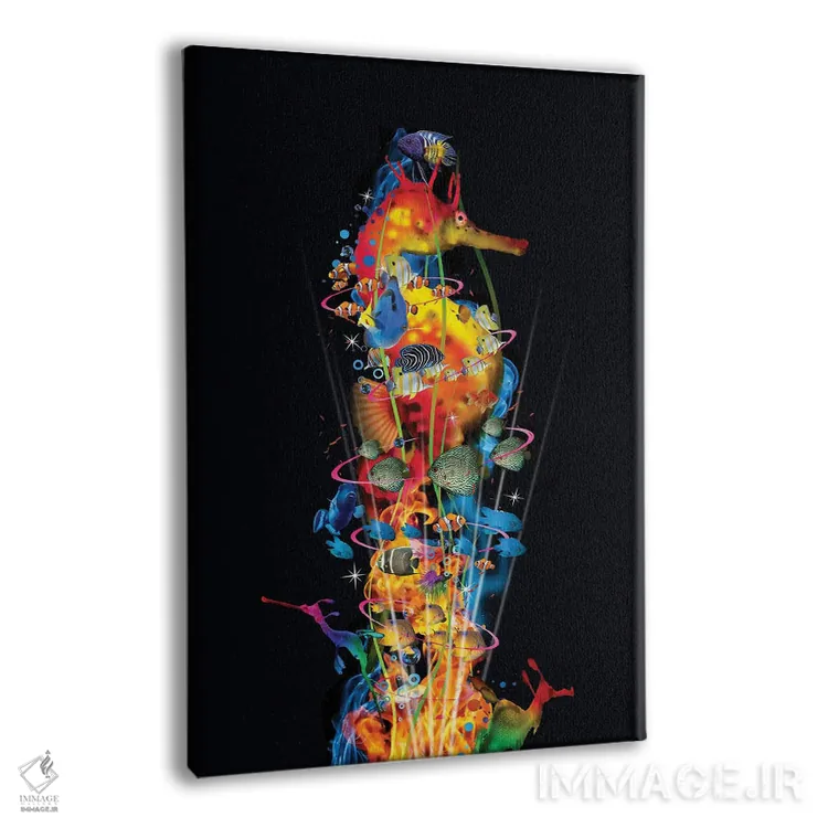 تابلو دکوراتیو اسب دریایی با دوستانش اثر دیوید لوبلاو - نمای پرسپکتیو محصول