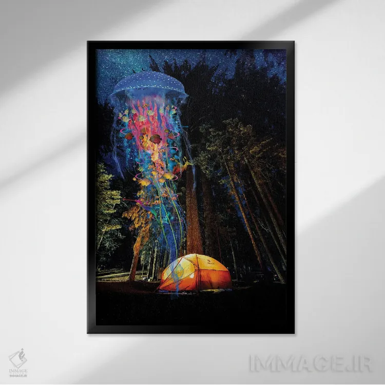 تابلو دکوراتیو عروس دریایی برقی در بازدید از اردوزگاه اثر دیوید لوبلاو - نمای قابدار مشکی