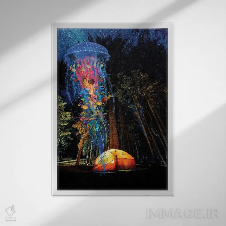 تابلو دکوراتیو عروس دریایی برقی در بازدید از اردوزگاه اثر دیوید لوبلاو - نمای قابدار سفید