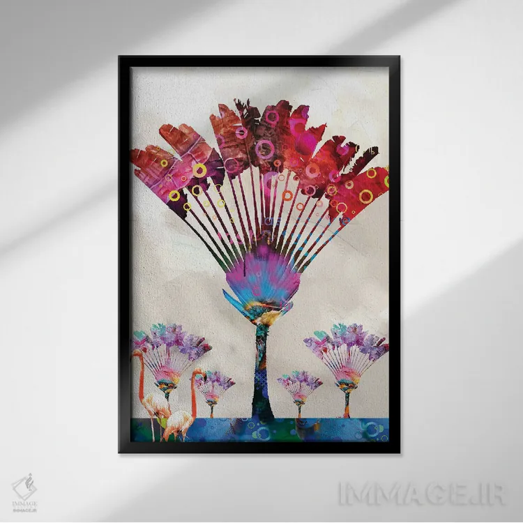 تابلو دکوراتیو درخت نخل مسافر اثر دیوید لوبلاو - نمای قابدار مشکی