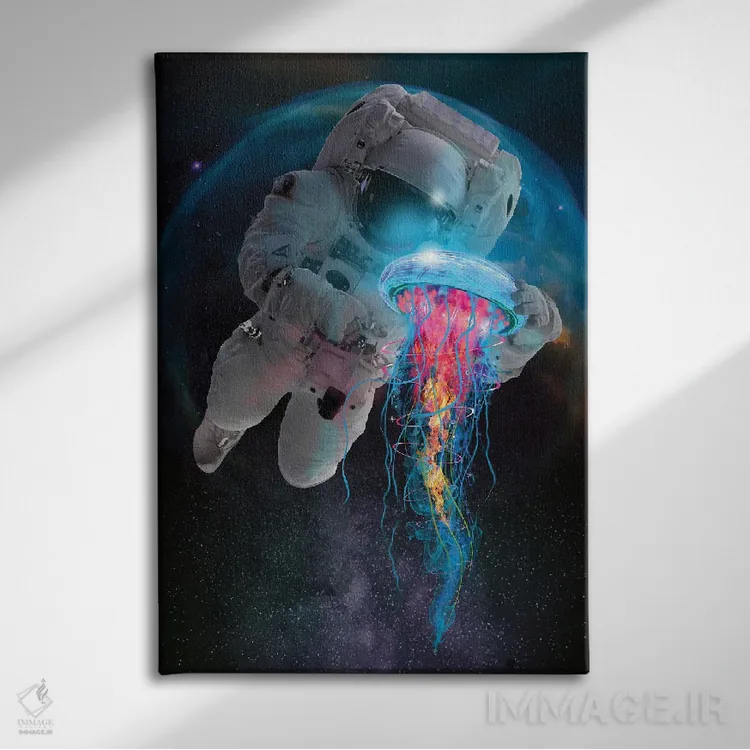 تابلو دکوراتیو عروس دریایی فضایی اثر دیوید لوبلاو - نمای روبهرو روی دیوار