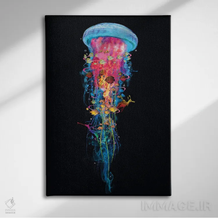 تابلو دکوراتیو دنیای عروس دریایی برقی فوق العاده اثر دیوید لوبلاو - نمای روبهرو روی دیوار