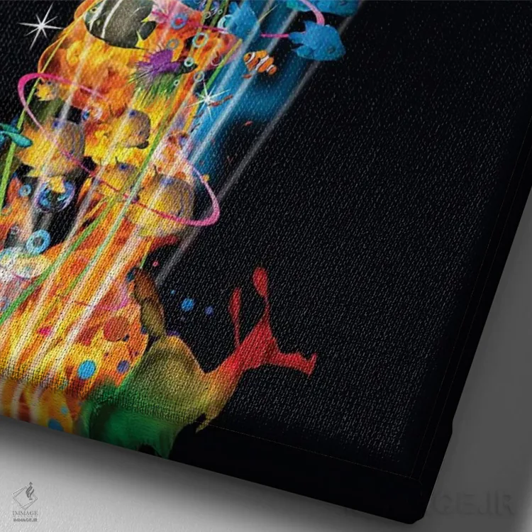 تابلو دکوراتیو اسب دریایی با دوستانش اثر دیوید لوبلاو - نمای نزدیک بافت بوم