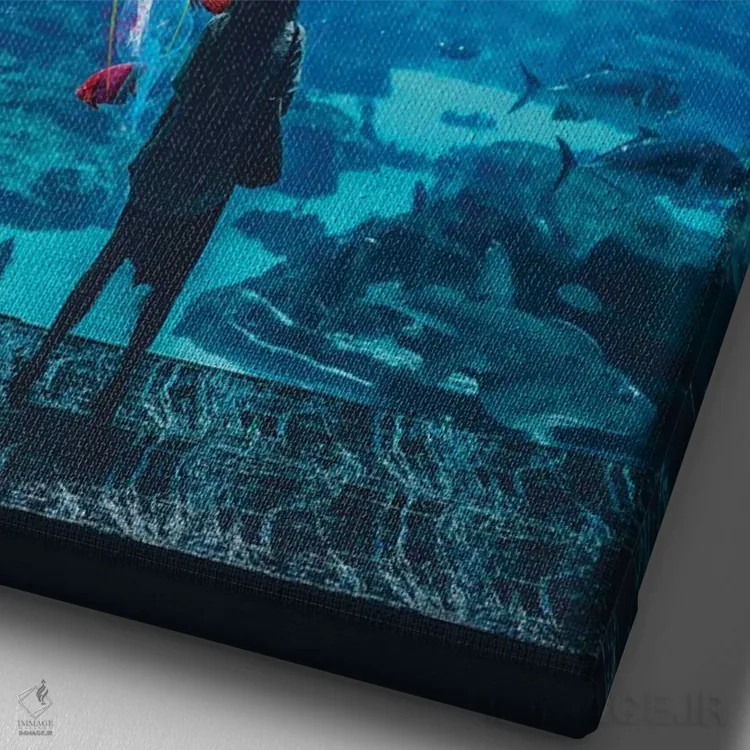 تابلو دکوراتیو عروس دریایی خارق العاده در مخزن آکواریوم اثر دیوید لوبلاو - نمای نزدیک بافت بوم