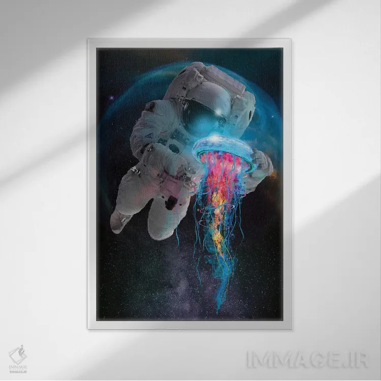 تابلو دکوراتیو عروس دریایی فضایی اثر دیوید لوبلاو - نمای قابدار سفید
