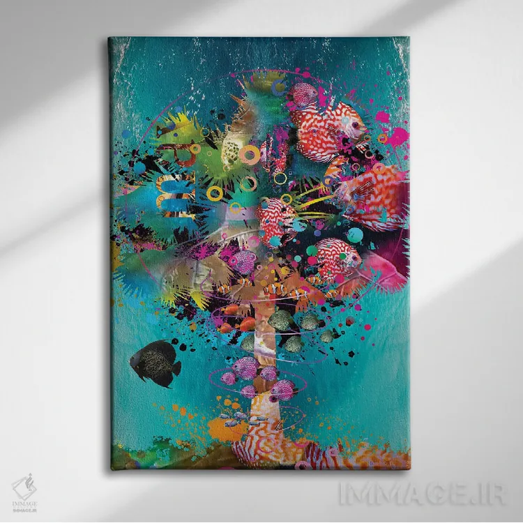 تابلو دکوراتیو نخل موج سوار اثر دیوید لوبلاو - نمای روبهرو روی دیوار