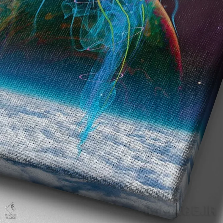 تابلو دکوراتیو عروس دریایی فضایی در مدار اثر دیوید لوبلاو - نمای نزدیک بافت بوم