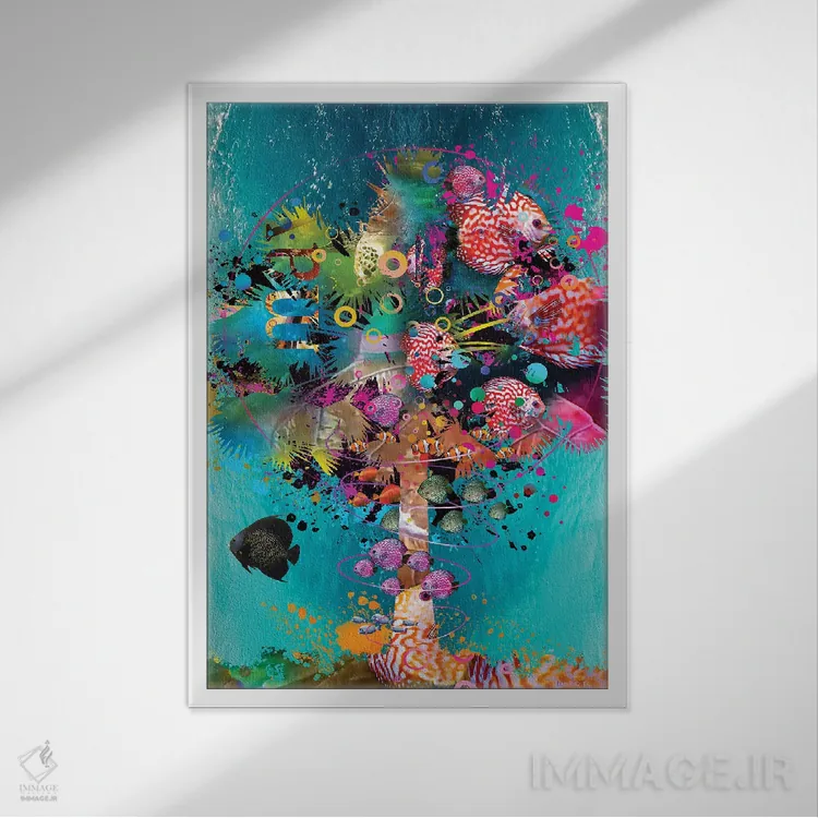 تابلو دکوراتیو نخل موج سوار اثر دیوید لوبلاو - نمای قابدار سفید