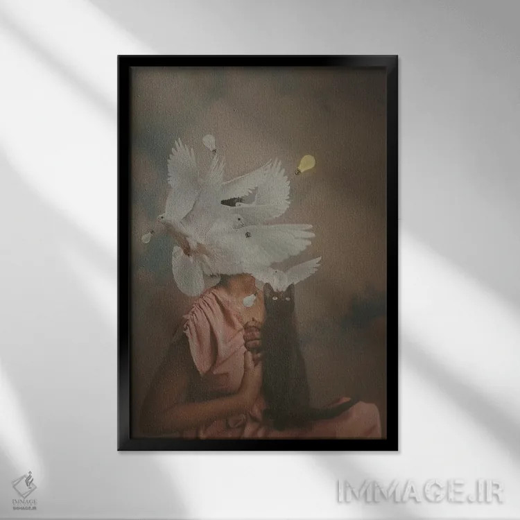 تابلو دکوراتیو روشنایی در برابر تاریکی اثر دیاندرا لی - نمای قابدار مشکی