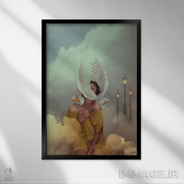 تابلو دکوراتیو غروب اثر دیاندرا لی - نمای قابدار مشکی